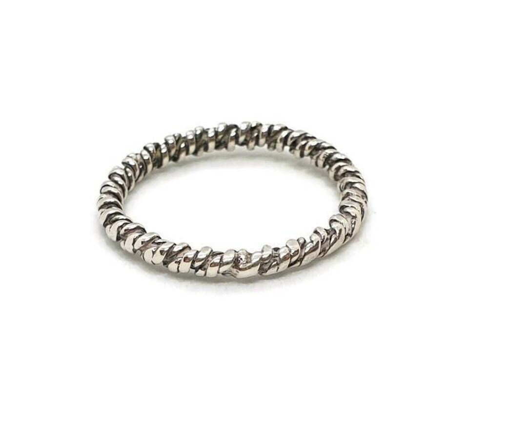 Bague Vintage Argent Massif 925 – Taille 55 – Corde – Bon état