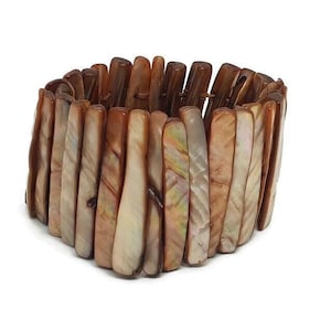 Pink Mother of Pearl Abalone Shell Stretch Bracelet: Boho Beach Jewelry