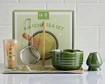 Set da tè Matcha in ceramica da 7 pezzi, ciotola Chawan filettata, kit per la cerimonia del tè giapponese