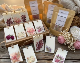 Duftwachs Anhänger, Dufthänger, Ätherische Öle, Trockene Blumen, Gastgeschenke, Geburtstagsgeschenk, Sojawachs, Vegan, tierversuchsfrei,