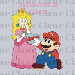 Super Mario & Prinzessin Peach Png, du machst mich wie Prinzessin PNG, Super Mario Clipart, druckbare Mario png, digitales Mario, Mario Design