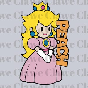 Princess Peach Png, Super Mario Princess PNG, Super Mario clipart, printable mario png, digital mario, Super Mario Design Png, Mario Design