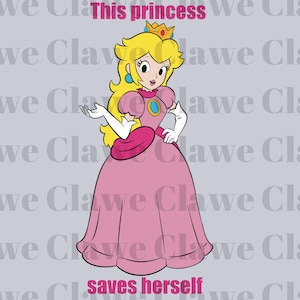 Super Mario Princess Peach Png,This Princess Saves Herself PNG, Super Mario clipart, printable mario png, digital mario, Super Mario Design