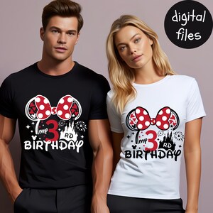 Minnie Mouse My 3rd Birthday Png, Minnie Mouse Birthday Png, White & Black Design, 3rd Birthday Png