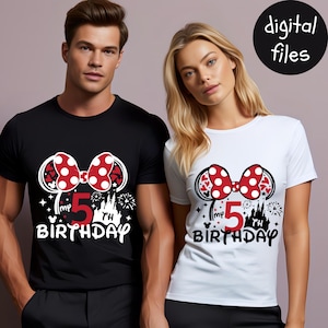 Minnie Mouse My 5th Birthday Png, Minnie Mouse Birthday Png, White & Black Design, 5th Birthday Png