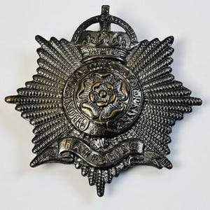 WWI British Army Royal Hampshire Regiment Officer’s Cap Badge Bronzed Finish