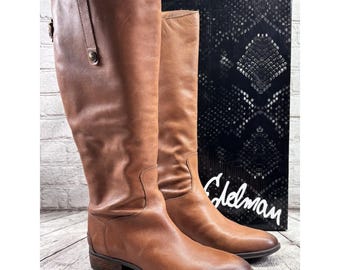 Sam Edelman Penny 2 Riding Boots Women's 10 Wide Whiskey Lea Leather Tall