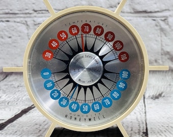 1960s Honeywell Starburst Desk Thermometer Humidity Gauge S.S. Mullen Award