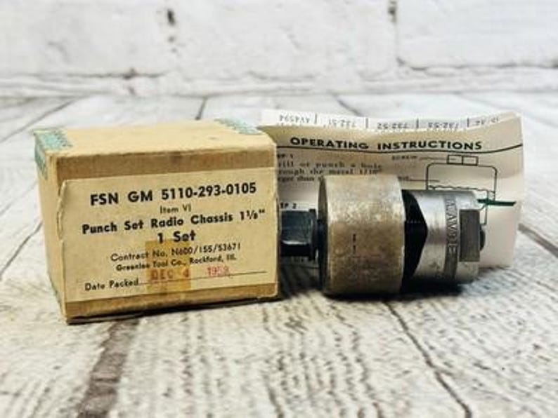 Vintage Greenlee Punch Set Radio Chassis 1-1/8” With Box & Instructions image 1