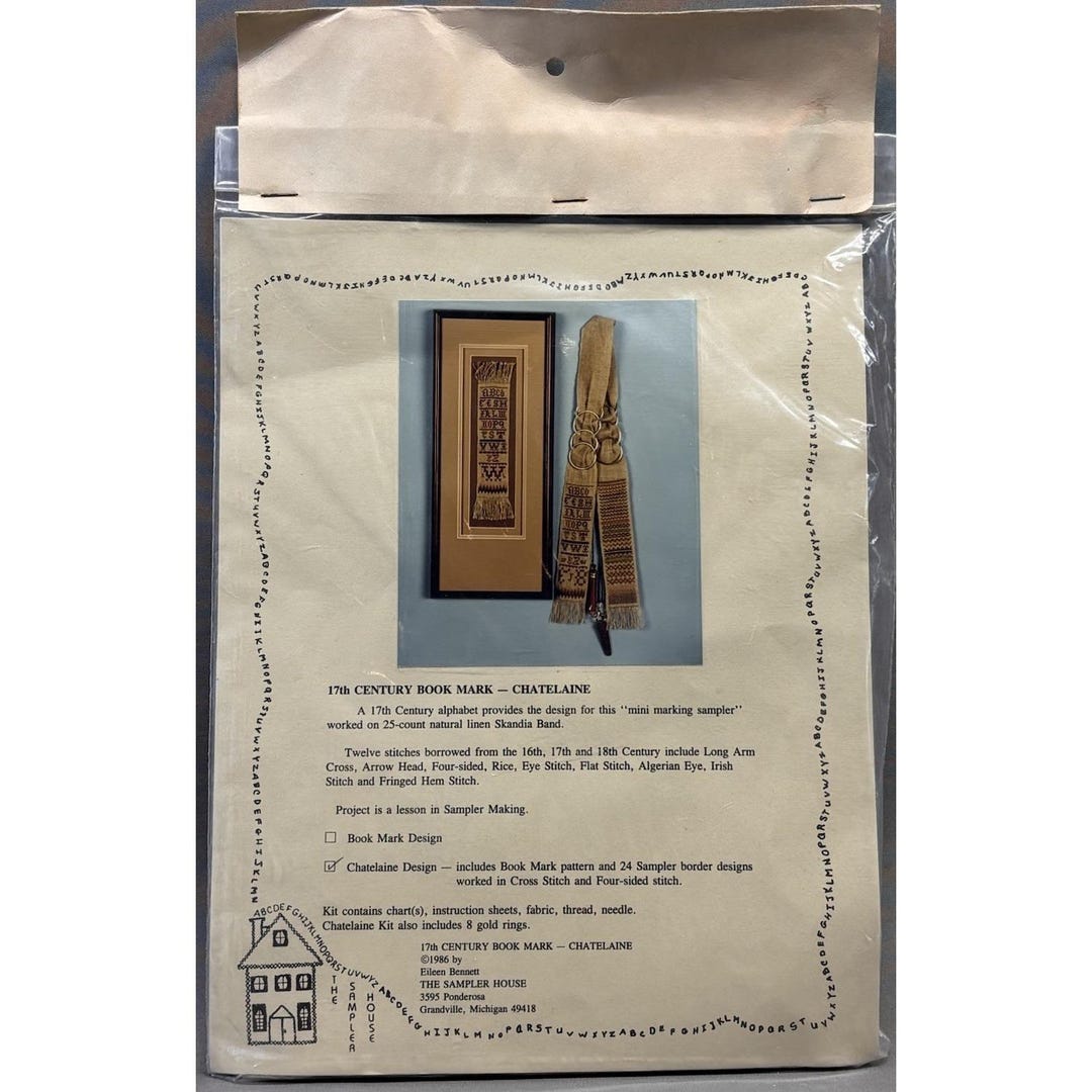 17th Century Book Mark Chatelaine Cross Stitch Kit Sealed the Sampler ...