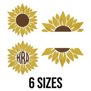 Sunflower Bundle Embroidery Design - Sunflower Collections Embroidery Design - Sunflower Monogram Machine Embroidery Design Files - 6 Sizes
