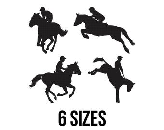 Man Riding Horse Embroidery Design - Horse Race Embroidery Design - Jockey Horse Embroidery Design- Machine Embroidery Design Files -6 Sizes
