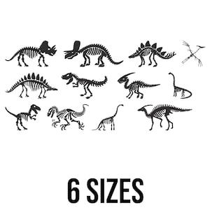 Dinosaur Skeleton Silhouette Embroidery Design - Dinosaur Set Embroidery Design - Dino Skeleton - Machine Embroidery Design Files - 6 Sizes