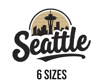 Diseño de bordado de Seattle - Diseño de bordado de la silueta de la Torre de Seattle - Bordado de Washington - Archivos de diseño de bordado a máquina - 6 tamaños