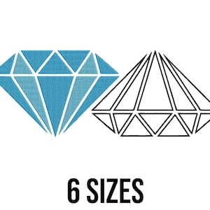 Diamant Stickerei Design - Diamant Silhouette Stickmuster - Diamant Applikation Stickerei - Maschinenstickerei Designdateien - 6 Größen