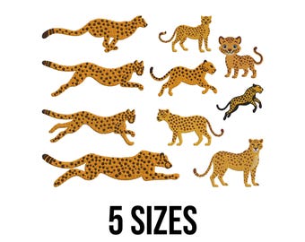 Design de bordado de leopardo - Design de bordado de onça-pintada - Design de bordado de animais selvagens - Arquivos de design de bordado à máquina - 5 tamanhos