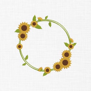 Sunflower Circle Frame Border Embroidery Design - Sunflower Frame Embroidery - Sunflower Circle Machine Embroidery Design Files - 5 Sizes