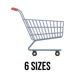 Diseño de bordado de carrito de compras - Diseño de bordado de carrito de compras - Bordado de carrito - Archivos de diseño de bordado a máquina - 6 tamaños