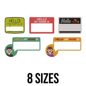 Hello My Name Is Embroidery Design - Name Badge Embroidery Design - Name Tag Embroidery Design - Machine Embroidery Design Files - 5 Sizes