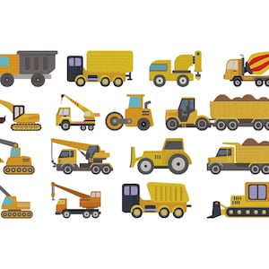 Set Of Construction Vehicles Embroidery Design - Heavy Equipment Embroidery Design - Construction Machine Embroidery Design Files - 5 Sizes