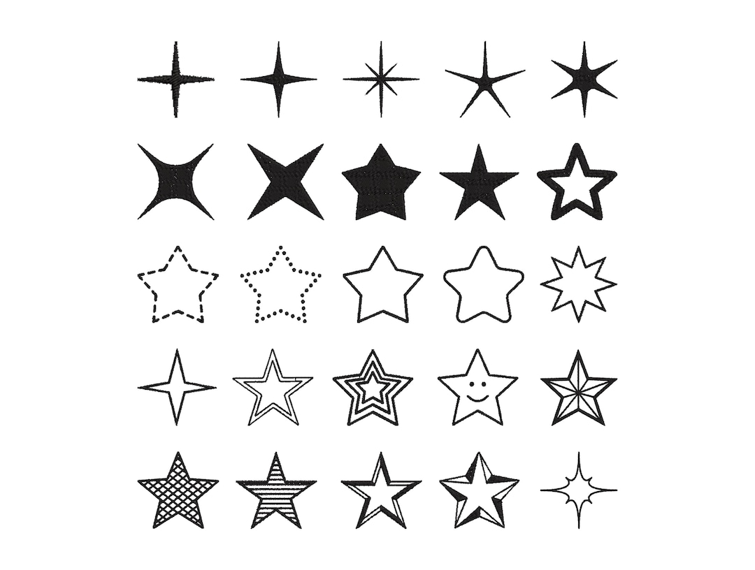 Stars Set Embroidery Design - Star Silhouette Embroidery Design - Star ...