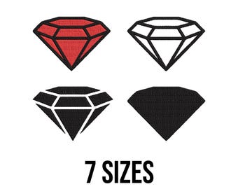 Diamond Embroidery Design - Diamond Outline Embroidery Design - Jewelry Embroidery Design -  Gem Machine Embroidery Design Files - 7 Sizes