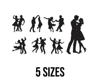 Dancers Bundle Embroidery Design - Dancing Couple Embroidery Design - Tango Dancer Silhouette Set Machine Embroidery Design Files - 5 Sizes