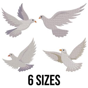 Cute Flying Dove Bundle Embroidery Design - Dove Embroidery Design - Peace Embroidery Design - Bird Machine Embroidery Design Files -6 Sizes