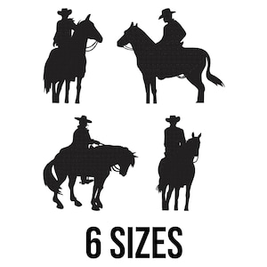 Cowboy on Horse Embroidery Design - Cowboy Riding Horse Embroidery Design - Rodeo Embroidery - Machine Embroidery Design Files - 6 Sizes