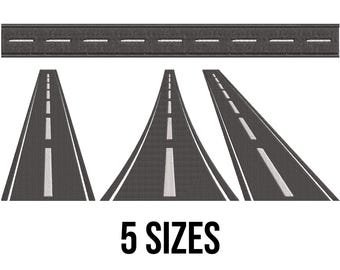 Road Bundle Embroidery Design - Motorway Embroidery Design - Highway Embroidery Design - Road Machine Embroidery Design Files - 5 Sizes