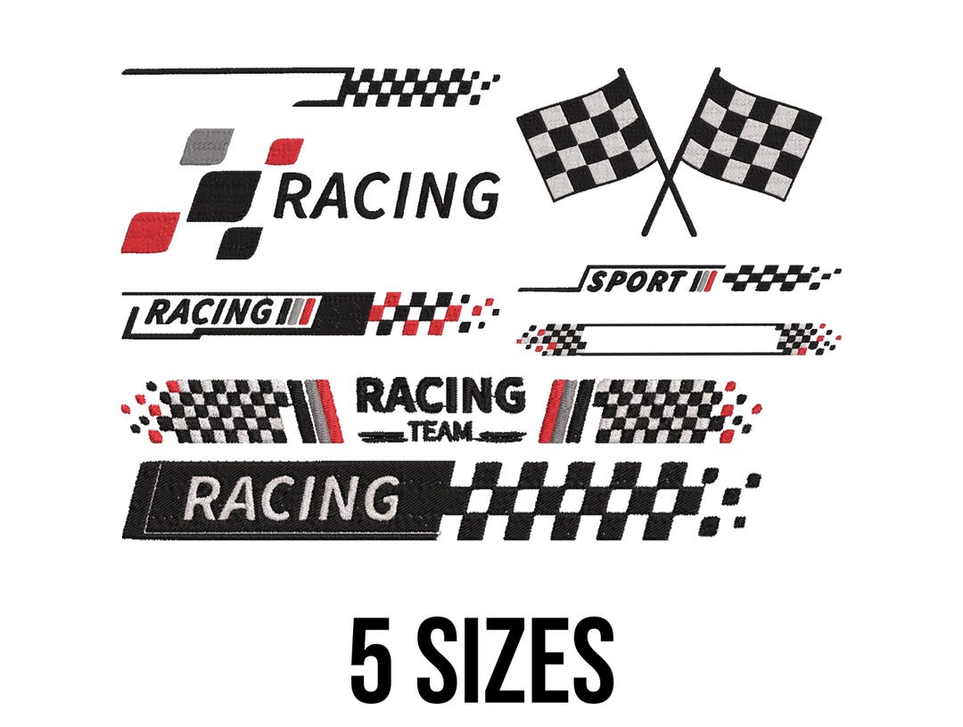 Racing Embroidery Design- Race Day Embroidery Design- Racing Team ...