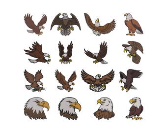 Eagle Set Embroidery Design - Bundle Of Eagle Embroidery Design- Flying Eagle Embroidery- Eagles Machine Embroidery Design Files -5 Sizes