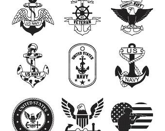 Desenho de bordado da Marinha dos Estados Unidos - Desenho de bordado de âncora militar da Marinha dos EUA - Arquivos de bordado à máquina com forte apelo patriótico - 6 tamanhos