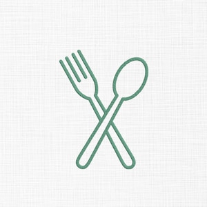 Spoon and Fork Embroidery Design - Spoon and Fork Applique Embroidery - Cutlery Embroidery -Kitchen Machine Embroidery Design Files -5 Sizes