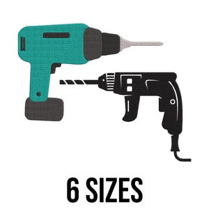 Electric Drilling Machine Embroidery Design - Electric Drill Machine Embroidery Design- Power Drill Machine Embroidery Design Files -6 Sizes