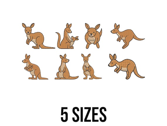 Kangaroo Bundle Embroidery Design - Kangaroos Embroidery Design - Australian Kangaroo Embroidery - Machine Embroidery Design Files - 5 Sizes