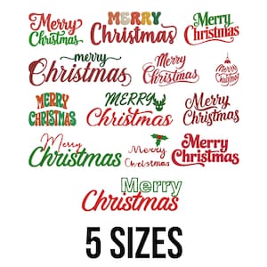 Merry Christmas Embroidery Design - Christmas  Saying Embroidery Design - Xmas Embroidery Design - Machine Embroidery Design Files - 5 Sizes