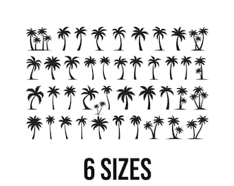 Pacote de Bordados com Silhueta de Palmeira - Bordados de Praia - Bordados Tropicais - Arquivos de Bordado à Máquina - 6 Tamanhos