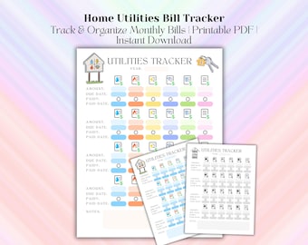 Utility Bill Tracker PDF | Monthly Home Expenses Printable, Months Bill Tracker, Budget Planner | Water, Gas, Electric, Internet, Garbage