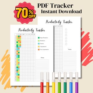 Productivity Tracker in Pixels - Printable Planner Page - Daily Task Tracker - Printable Journal - Digital Productivity Log - A4 A5 PDF