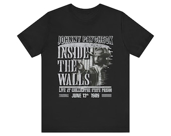 Camiseta "Inside the Walls" de Johnny Paycheck / En directo desde la prisión de Chillicothe / Merchandising de Outlaw Country Music