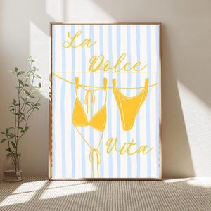 La Dolce Vita Poster | Printable Summer Wall Art | Retro Italian Beach Decor | Bikini Print Download | Amalfi Coast Vibes | Instant Download