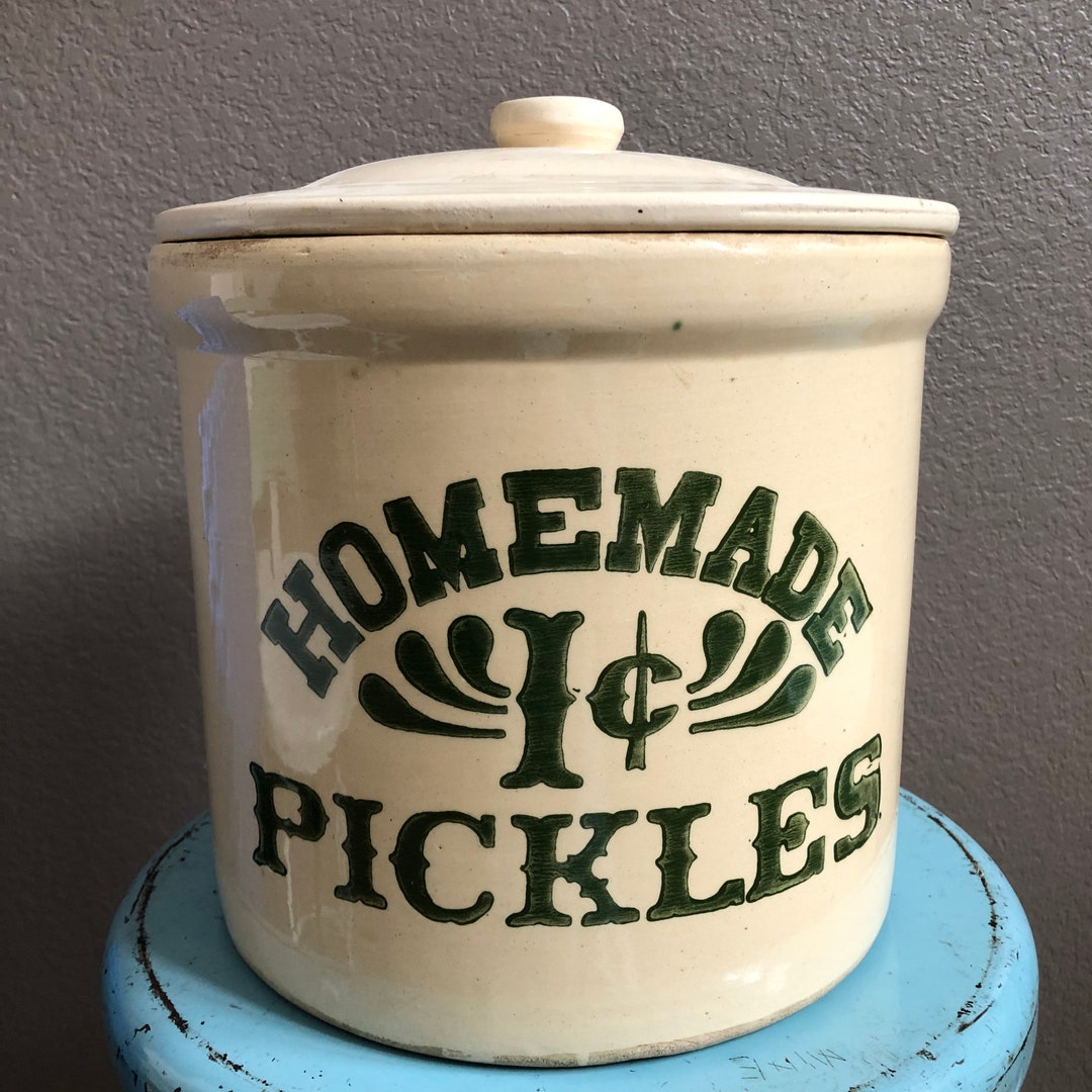 Antique Vintage HOMEMADE 1c PICKLES Crock With Lid. Pottery. Etsy