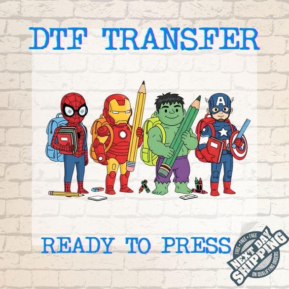 Retro Superhero Back To School Dtf Transfer, Trendy Cartoon Kindergarten Pre-k Shirt Design, First Day Of School Dtf, Cartoon School Boy DTF