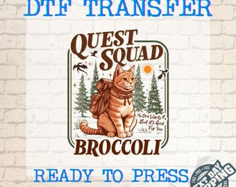 Quest Squad Broccoli Dtf Transfer, Dragon Rider Dtf, Broccoli Cat Design, Bookish Gift,Basgiath War College,Onyx Storm Design,Ready to Press