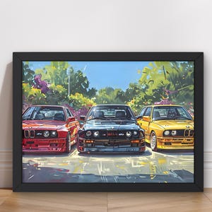Retro BMW M3 Car Poster-Digital Download, Automotive Wall Art, High-resolution Artwork, Car Enthusiast Gift, Abstract Art, Classic Car Print