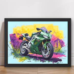 Vibrant Motorbike Poster -Wall Art, Motorbike Print, Gift for Him, Motorcycle Lovers, AI, Digital Print, Motorcycle Poster, Biker Poster