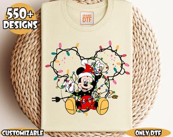 Mickey Christmas Lights DTF Transfer, Disney Family Christmas Heat Press Transfer, Holiday Season DTF, Disney Christmas Squad Ready to Press