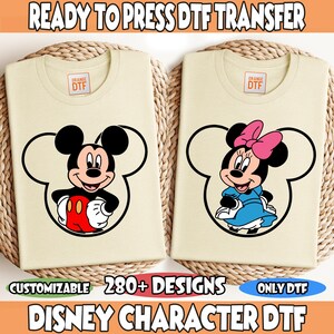 Disney Mickey & Minnie Dtf Transfer, Disney Ready To Press, Disney Mickey Prints, Heat Press DTF, Disneyworld DTF, Disney Minnie Prints
