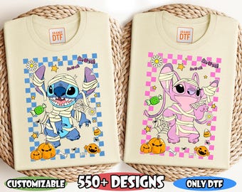 Halloween Stitch Dtf, Disney Stitch Dtf, Stitch and Angel Matching Halloween Dtf, Spooky Stitch Dtf, Kids Halloween Stitch Dtf, Family Dtf